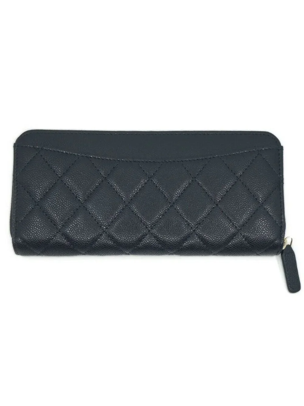 Chanel Quilted Classic Long Zip Wallet Caviar Leather Black Red Gold